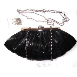  NWT Sequins & Pu Leather Bridal Accessories Satin Handbag 