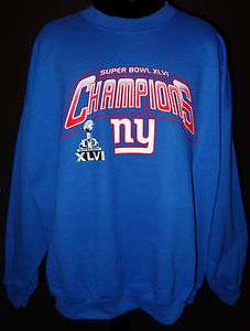 New York Giants Super Bowl XLVI Champions Crew Neck Sweatshirt Adult S 