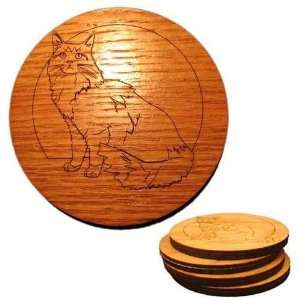  Set of 4 4 inch Maine Coon Cat Coasters Beauty