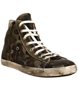 Leather Crown military green camouflage canvas hi top sneakers 