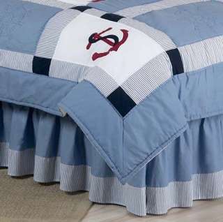 NEW BLUE RED NAUTICAL BOAT BOY CHILDRENS FULL QUEEN SIZED BEDDING SET 