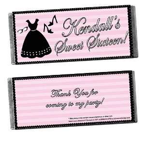  Sweet 16 Party Dress Personalized Candy Bar Wrappers   Qty 