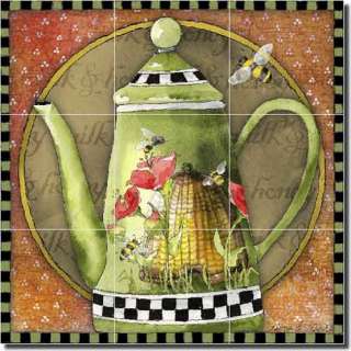 Mink Teapot Art Kitchen Ceramic Tile Mural Backsplash 12.75x12.75 