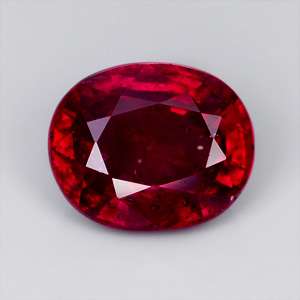 AIGS CERTIFIED UNHEATED 1.24ct OVAL MONZA RED RUBY  