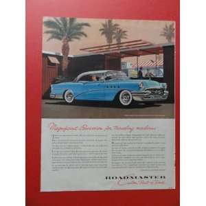  1955 Buick Roadmaster, print advertisement (blue car 