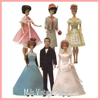 Vintage Wedding Clothes Doll Pattern ~ Barbie, Ken  