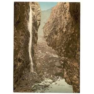  Photochrom Reprint of Grindelwald, grotto, II, with waterfall 