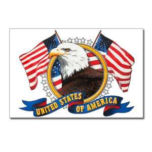    Postcards (8 Pack) Bald Eagle Emblem with US Flag 
