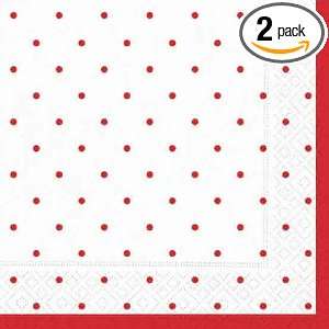  Design Swiss Dot Red Luncheon Napkin, 20 per Bag, (Pack 