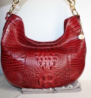 NWT BRAHMIN CROC EMBOSSED LEATHER CARMELA CRANBERRY MELBOURNE RED 