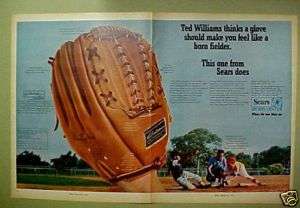 Ted Williams Red Sox  Baseball Glove 1969 Print Ad  