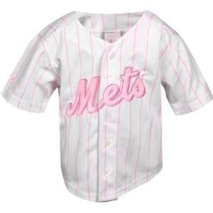 New York Mets Pinstripe Pink 7 16 Youth Jersey  Sports 