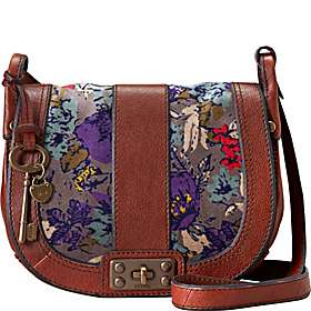 Fossil Vintage Re Issue Dark Floral Flap Crossbody   