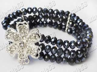 wholesale lots 6pcs 3row crystal beads chain bracelets  