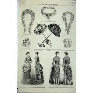  1882 Womens Fashion Dress Parasol Necklet Costume Fan 