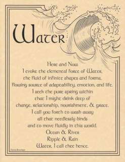 Water Evocation Parchment Poster or Book of Shadows Page  