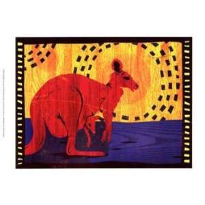    Woodblock Kangaroo   Poster by Benjamin Bay (19x13)