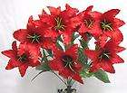 22 RED Silk Satin Lily Bush Artificial Flowers Plants Arrangements