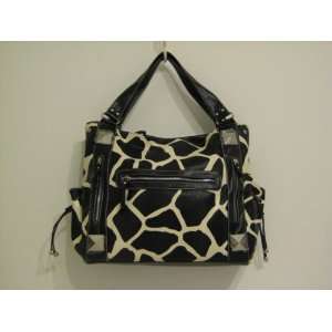  Handbag Hand Bag Pulse Giraffe Leather Hobo Black Trim New 