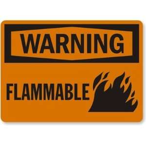  Warning Flammable (with flame graphic) Plastic Sign, 14 
