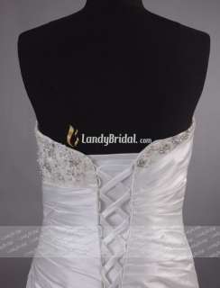  Strapless Beading Satin Ivory Wedding Dress bridal Gown Size Free