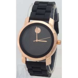   Watches Rose Gold Case Black Dial N Rubber Band 