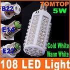   /E27 5W 108 LED Corn Light Bulb Lamp Warm White/Cold White 110V/220V