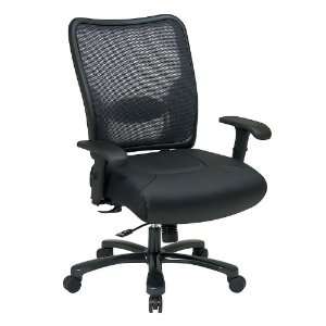   Double Air Grid Leather and Mesh Managers Chair, Black Furniture