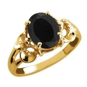 2.60 Ct Oval Black Onyx 10k Yellow Gold Ring Jewelry
