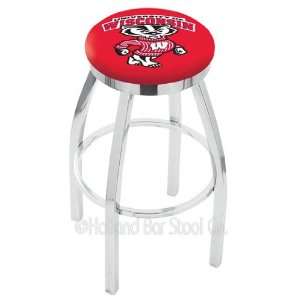 30 University of Wisconsin Badger Counter Stool   Swivel With Chrome 