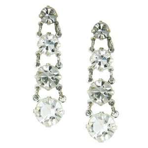    Crystal Cravings Silver Tone Big Bling Graduated Earrings Jewelry