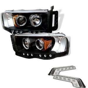 Carpart4u Dodge Ram 1500/2500/3500 Halo LED Black Projector Headlights 
