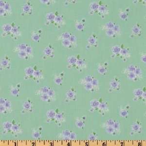  44 Wide Rambling Rose Small Bouquets Green Fabric By The 