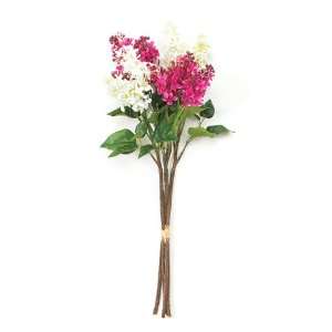Pack of 4 Artificial Fuchsia and White Lilac Flower Bouquets 20.5