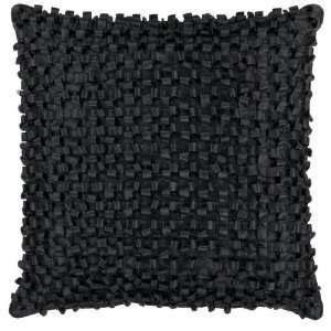  18 Caviar Black Ribbon Weave Decorative Down Throw Pillow 