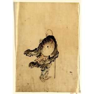  1830 Japanese Print . Rear view of a traveler or monk 