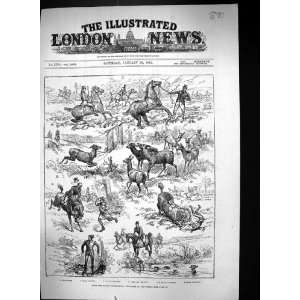   Hunting Horses Stag Deer Sport Antique Print