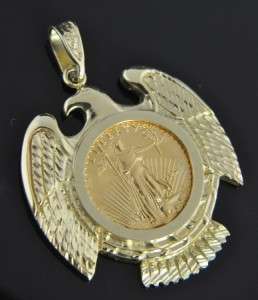  Eagle fine gold $5 coin set in a solid 14k yellow gold bald eagle