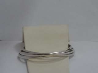 Vintage Handmade Sterling Silver Solid Polished Triple Bangle Bracelet 