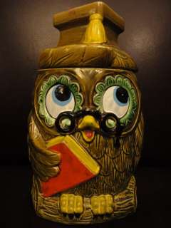 Vintage 70s Bookworm Nerdy Professor Owl Cookie Jar  