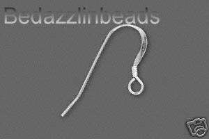 Sterling Silver Coil Fish Hook Earring Findings w/ Loop  