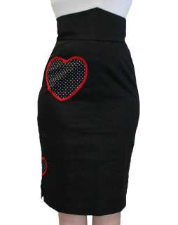 TOO FAST CLOTHING HIGH WAISTED BLACK PENCIL PINUP SKIRT ROCKABILLY S M 