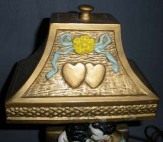 METAL ELECTRIC DRESSER TABLE LAMP BOY GIRL HEARTS RETRO  