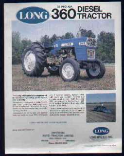 Long 360 Diesel Tractor Specs Brochure 1976  