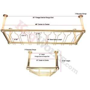  8 Channel Commercial Wine Glass Rack   Clear Coated Brass 