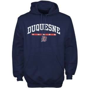 Duquesne Dukes Navy Blue Mascot Bar Hoody Sweatshirt 