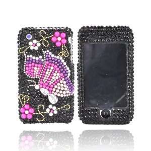  For iPhone 3G 3GS Bling Hard Case PINK BUTTERFLY BLACK 