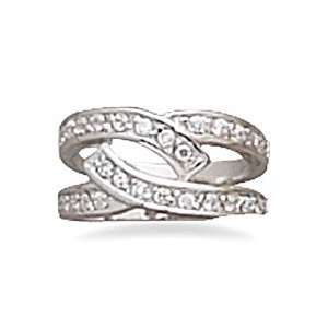   Silver CZ Overlap Design Ring   Size 5 West Coast Jewelry Jewelry