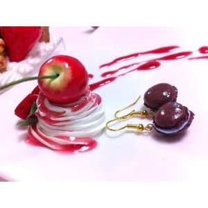  Macaron earrings Chocolate sky cream/adorable fake dessert 