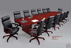   Boat Shaped or Rectangle EXPANDABLE CONFERENCE TABLE in 3 Wood Colors